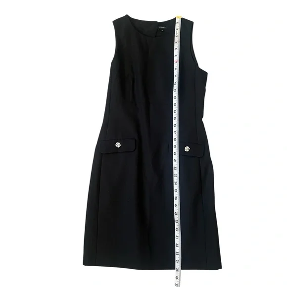 Tara Jarmon Elegant Cut Out Black Dress with Pockets and Rhinestone Buttons Sz 0 - Picture 8 of 10